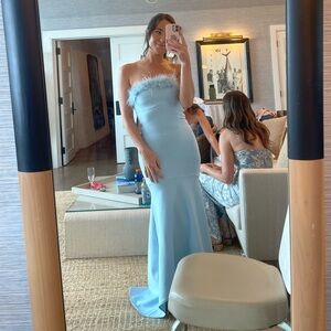 Karen millen pale blue feather dress worn once